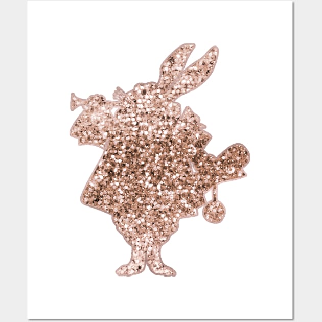 Sparkling rose gold Mr Rabbit Wall Art by peggieprints